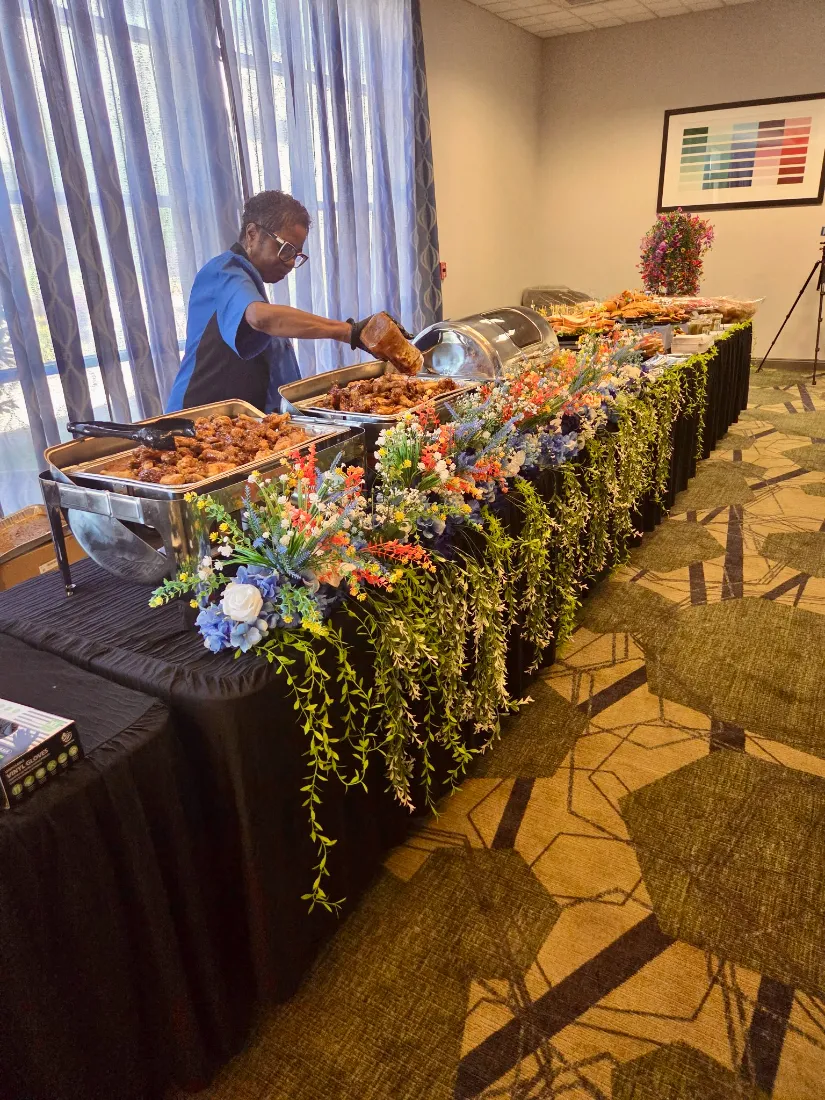 Buffet line, ready for the family